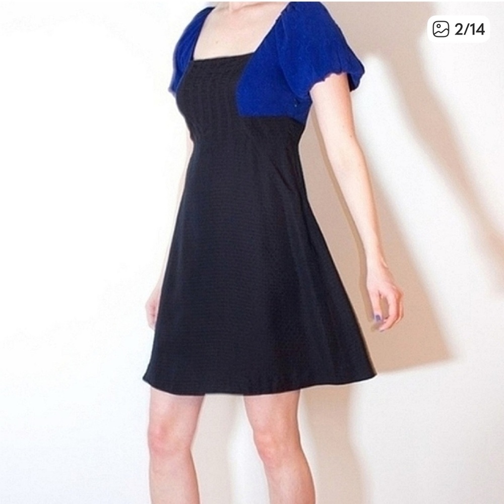 Moulinette Soeurs Black‎ and Blue Silk Women's Dress Size 4